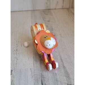 Vintage wooden lion pull string ornament Xmas zoo unique‎